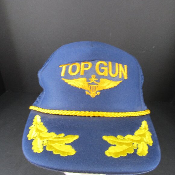 Top Gun Patch Logo w/Scrambled Eggs Men's Black Mesh Back Adj Snapback Cap Hat - Picture 1 of 9